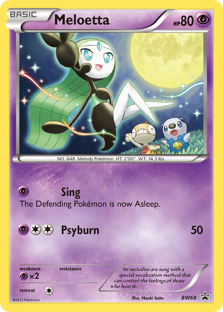 Meloetta Pokémon card, BW Black Star Promos, PR-BLW #BW68