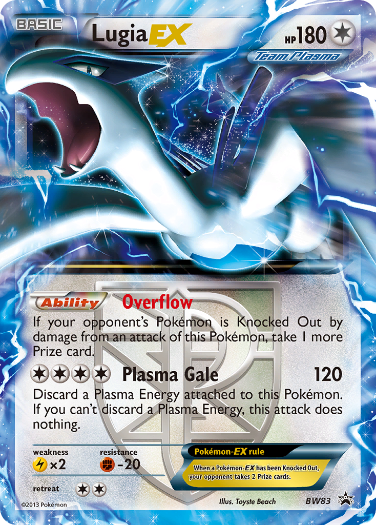 Lugia-EX Pokémon card, BW Black Star Promos, PR-BLW #BW83