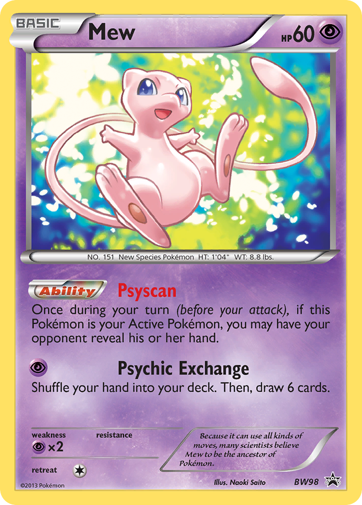 Mew Pokémon card, BW Black Star Promos, PR-BLW #BW98