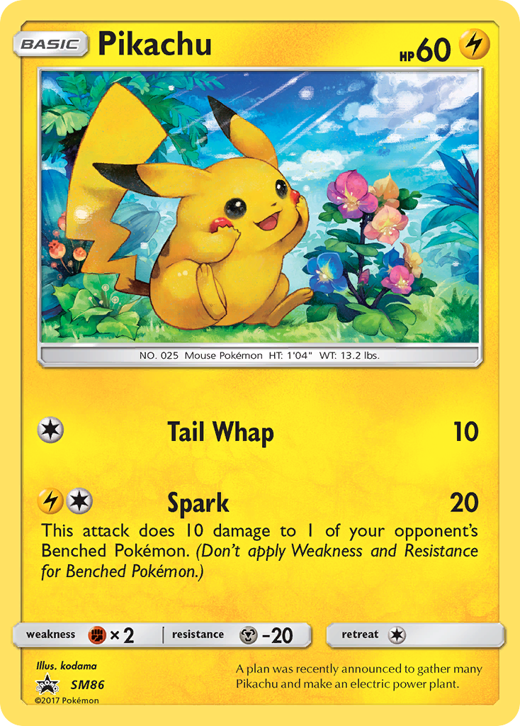 Pikachu Pokémon card, SM Black Star Promos, PR-SM #SM86