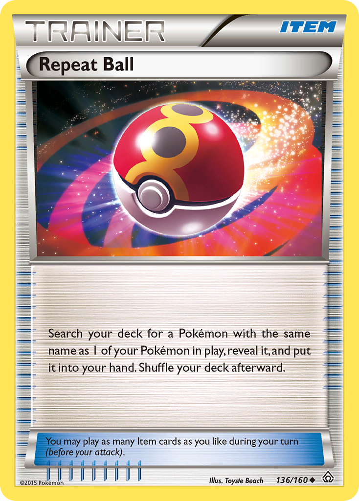 Repeat Ball Pokémon card, Primal Clash, PRC #136