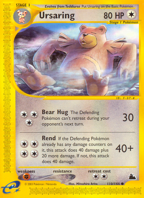 Ursaring Pokémon card, Skyridge, SK #110