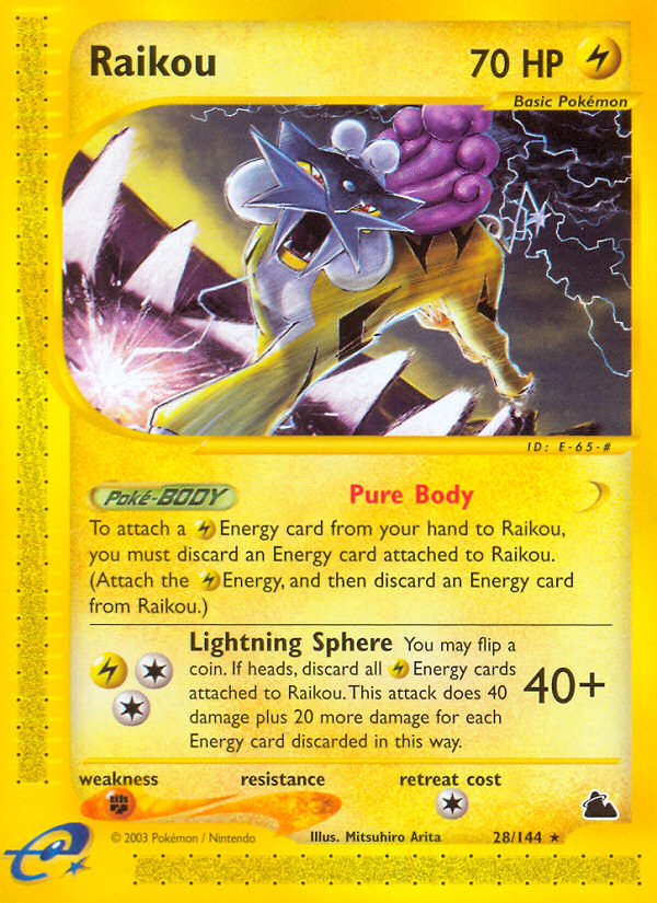 Raikou Pokémon card, Skyridge, SK #28