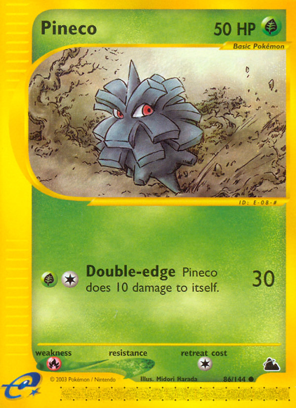 Pineco Pokémon card, Skyridge, SK #86