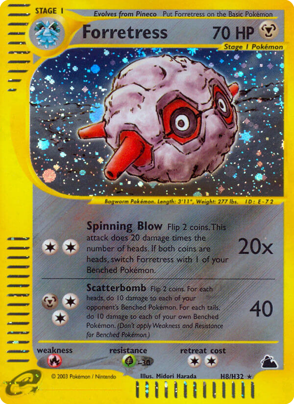 Forretress Pokémon card, Skyridge, SK #H8