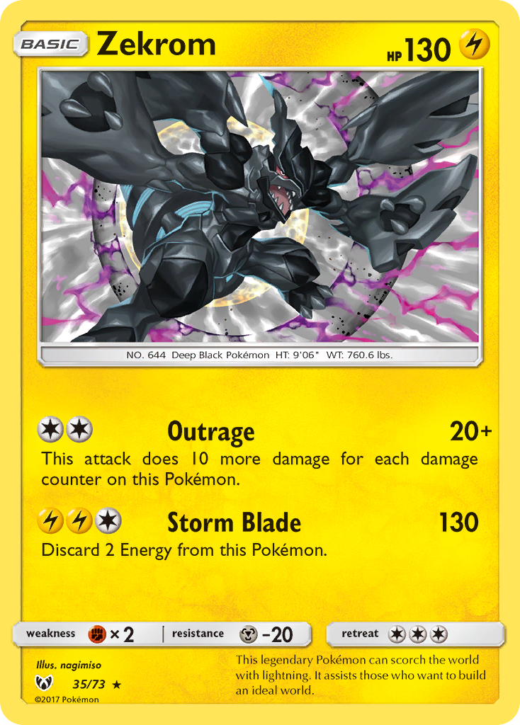 Zekrom Pokémon card, Shining Legends, SLG #35