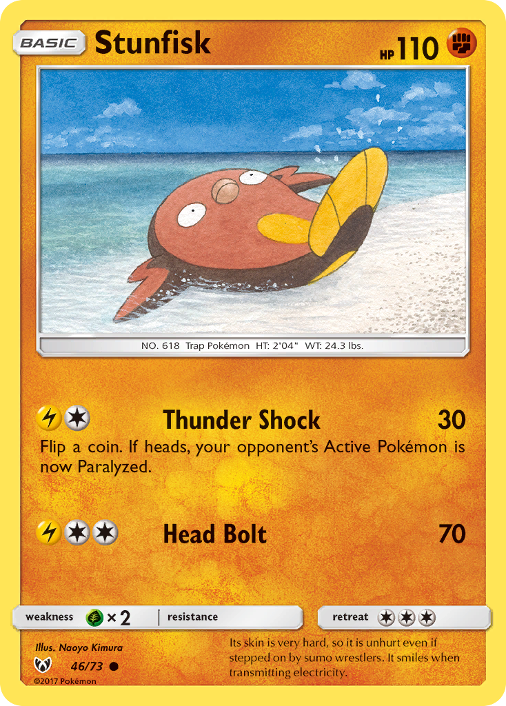 Stunfisk Pokémon card, Shining Legends, SLG #46
