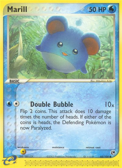 Marill Pokémon card, Sandstorm, SS #68