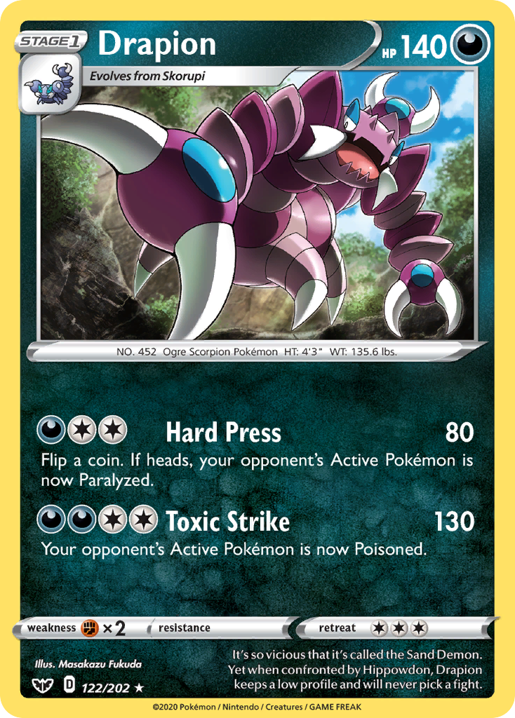Drapion Pokémon kartı, Sword & Shield, SSH #122