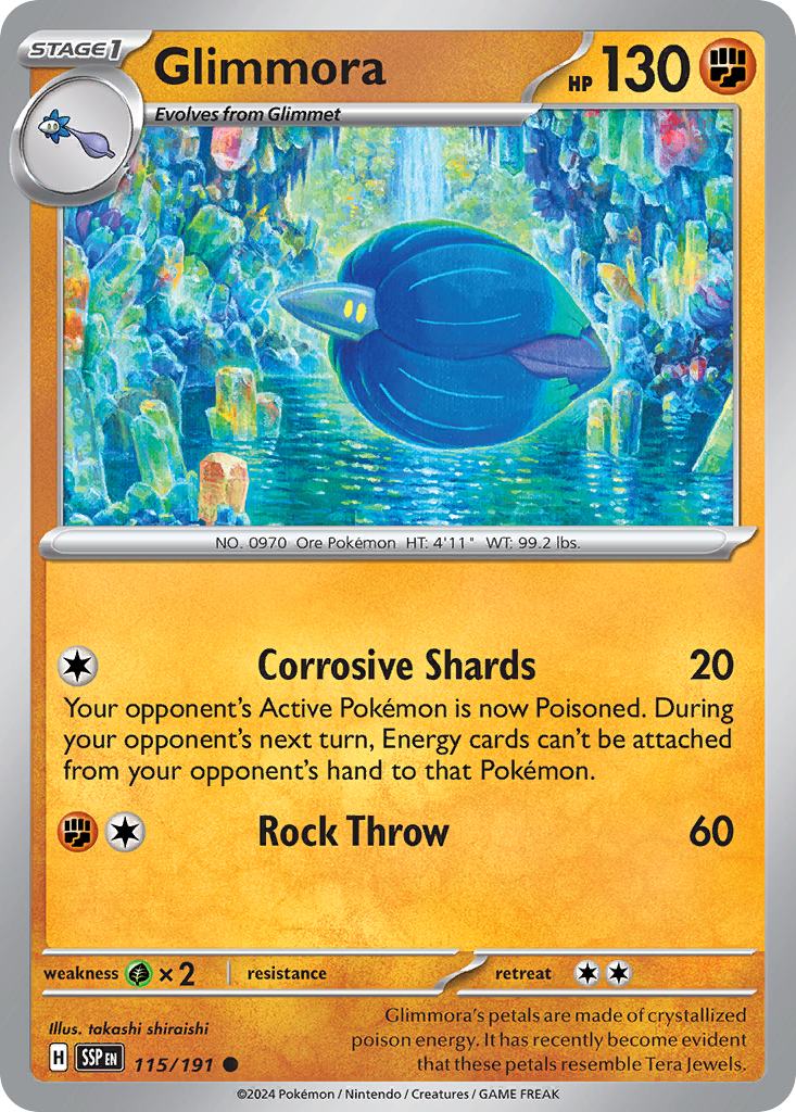 Glimmora Pokémon kartı, Surging Sparks, SSP #115