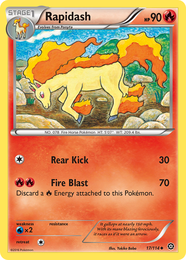 Rapidash Pokémon card, Steam Siege, STS #17