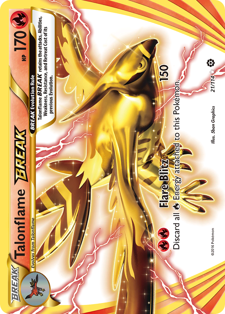 Talonflame BREAK Pokémon card, Steam Siege, STS #21