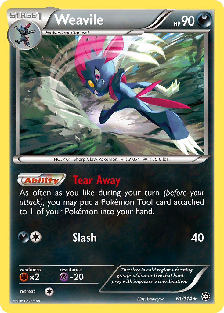Weavile Pokémon card, Steam Siege, STS #61