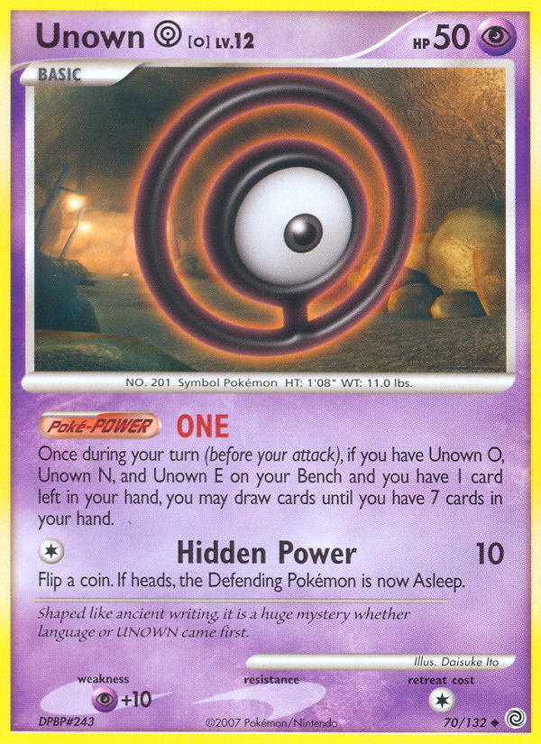 Unown [O] Pokémon kartı, Secret Wonders, SW #70