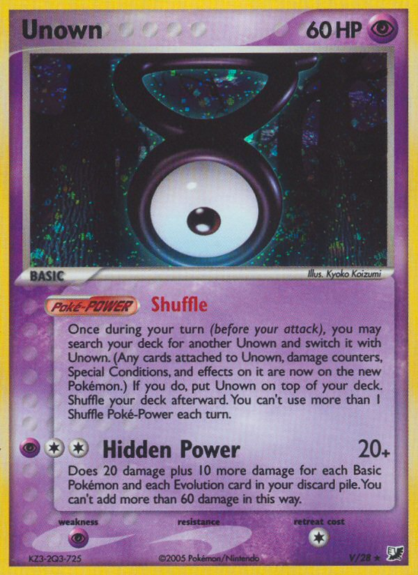 Unown Pokémon kartı, Unseen Forces, UF #V