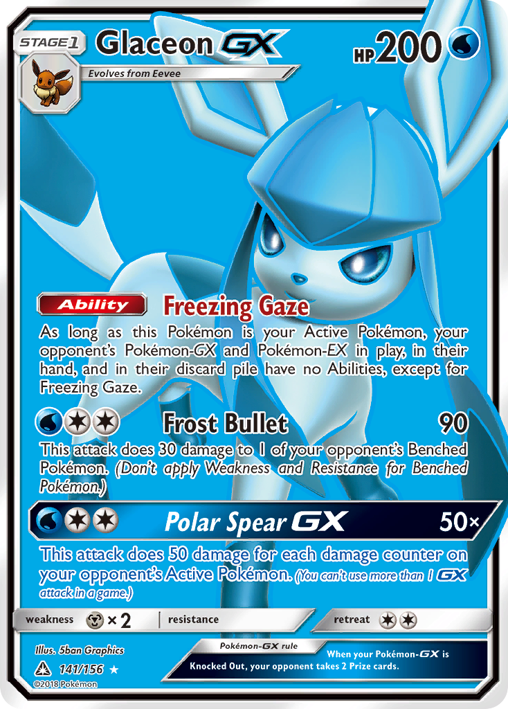 Glaceon-GX Pokémon card, Ultra Prism, UPR #141