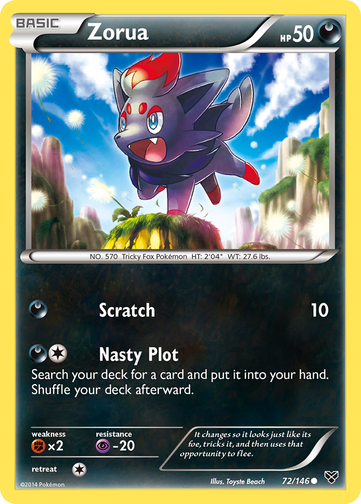 Zorua Pokémon card, XY, XY #72